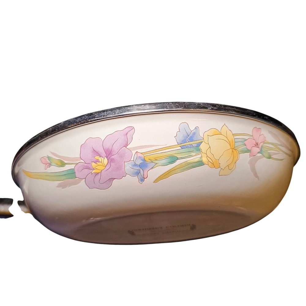 Mikasa Gourmet Colors Gabriele Enamel Frying Pan Japan Floral‎ Cottagecore Retro